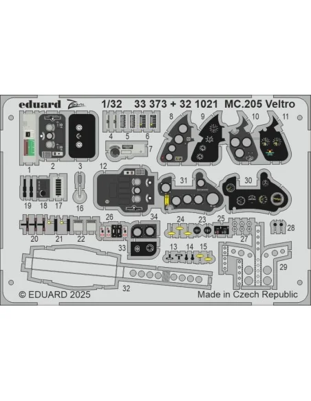 MC.205 Veltro ITALERI, 1/32 - Eduard Accessories 33373