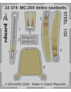 MC.205 Veltro seatbelts STEEL ITALERI, 1/32 - Eduard Accessories 33374