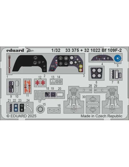 Bf 109F-2 HOBBY 2000 / HASEGAWA, 1/32 - Eduard Accessories 33375