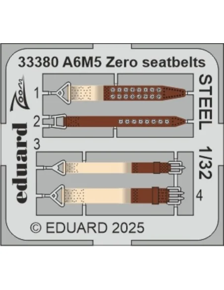 A6M5 Zero seatbelts STEEL TAMIYA, 1/32 - Eduard Accessories 33380