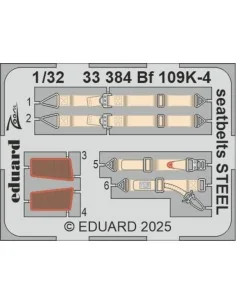 Bf 109K-4 seatbelts STEEL 1/32 for Kotare, 1/32 - Eduard Accessorie...