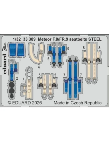Meteor F.8/FR.9 seatbelts STEEL for Revell, 1/32 - Eduard Accessori...