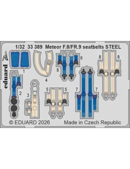 Meteor F.8/FR.9 seatbelts STEEL for Revell, 1/32 - Eduard Accessori...