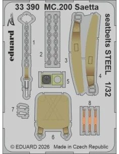 MC.200 Saetta seatbelts STEEL for Italeri, 1/32 - Eduard Accessorie...