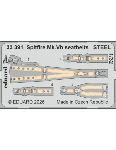 Spitfire Mk.Vb seatbelts STEEL for Kotare, 1/32 - Eduard Accessorie...
