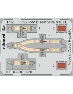 P-51B seatbelts STEEL for Eduard, 1/32 - Eduard Accessories 33392