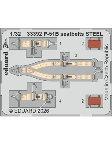 [NO_DESC] P-51B seatbelts STEEL for Eduard, 1/32 - Eduard Accessori...
