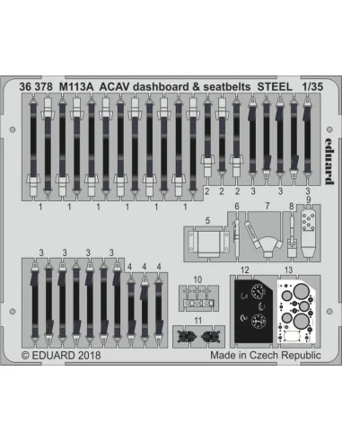 M113A ACAV dashboard & seatbelts STEEL for AFV Club, 1/35 - Eduard ...