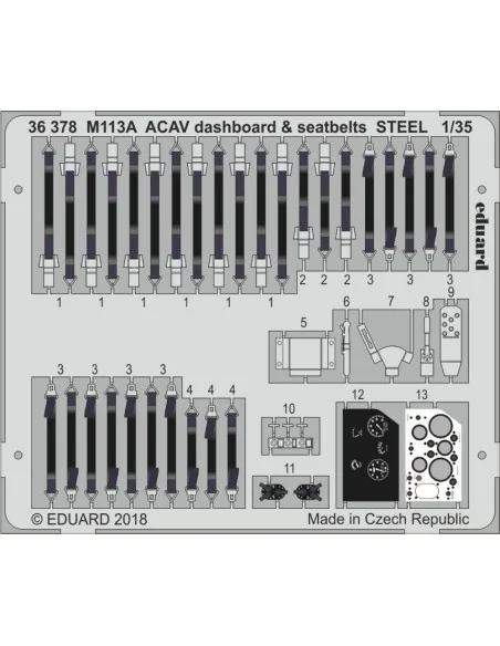 M113A ACAV dashboard & seatbelts STEEL for AFV Club, 1/35 - Eduard ...