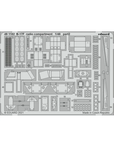B-17F radio compartment 1/48 for HKM, 1/48 - Eduard Accessories 491182