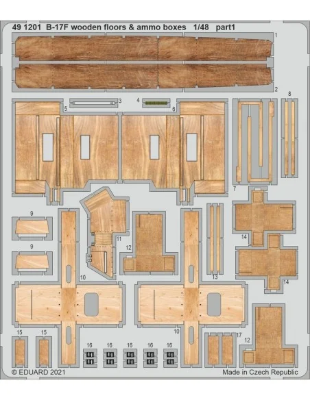 B-17F wooden floors & ammo boxes 1/48 for HKM, 1/48 - Eduard Access...