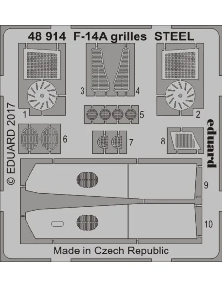 F-14A grilles STEEL for Tamiya, 1/48 - Eduard Accessories 48914