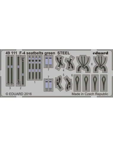 F-4 seatbelts green STEEL, 1/48 - Eduard Accessories 49111
