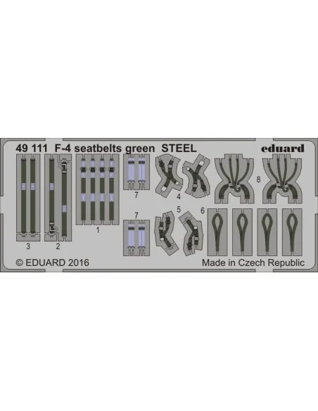 F-4 seatbelts green STEEL, 1/48 - Eduard Accessories 49111