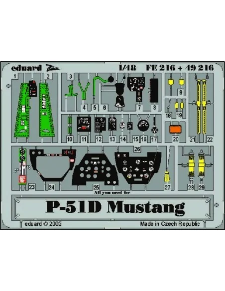 P-51D Mustang für Tamiya Bausatz, 1/48 - Eduard Accessories 49216