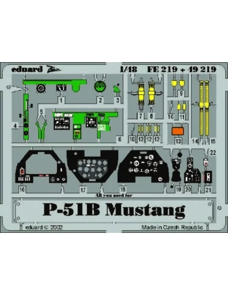 P-51B Mustang für Tamiya Bausatz, 1/48 - Eduard Accessories 49219