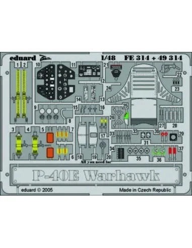 P-40E Warhawk für Hasegawa Bausatz, 1/48 - Eduard Accessories 49314
