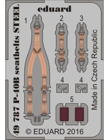 [NO_DESC] P-40B seatbelts STEEL for Airfix, 1/48 - Eduard Accessori...