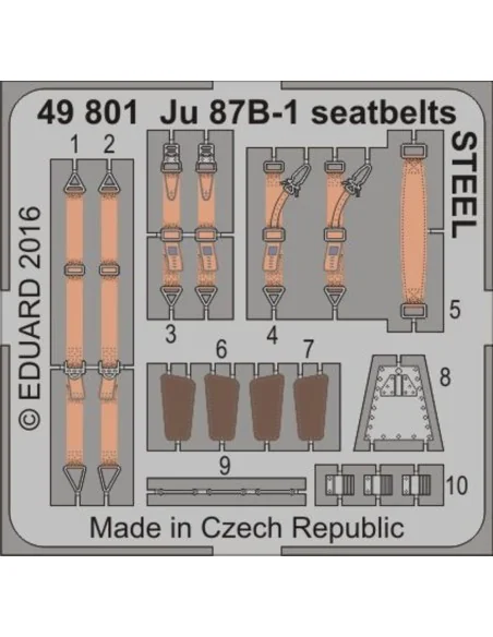 [NO_DESC] Ju 87B-1 seatbelts STEEL for Airfix, 1/48 - Eduard Access...