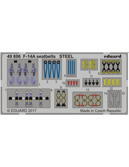 F-14A seatbelts STEEL for Tamiya, 1/48 - Eduard Accessories 49806