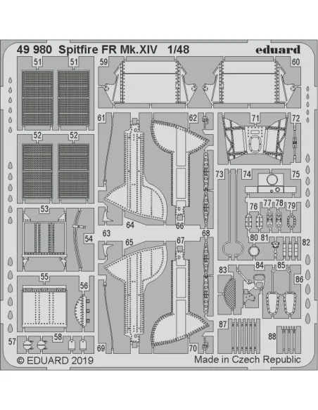 Spitfire FR Mk.XIV for Airfix, 1/48 - Eduard Accessories 49980