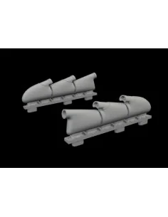 Spitfire Mk.V three-stacks exhaust rounded PRINT for Eduard, 1/72 -...