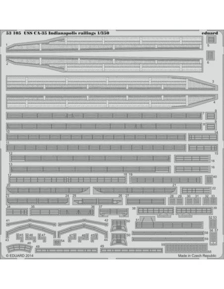 USS CA-35 Indianapolis railings f.Academ, 1/350 - Eduard Accessorie...