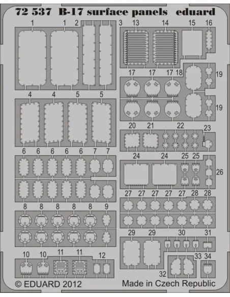 B-17 surface panels S.A. for Revell, 1/72 - Eduard Accessories 72537