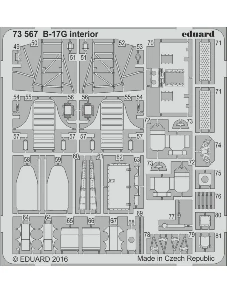 [NO_DESC] B-17G cockpit interior for Airfix, 1/72 - Eduard Accessor...