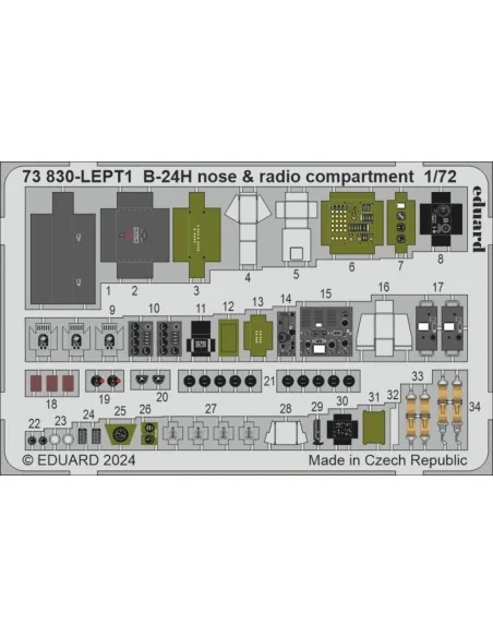 B-24H nose & radio compartment, 1/72 - Eduard Accessories 73830
