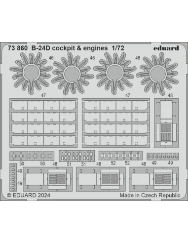 B-24D cockpit & engines for Airfix, 1/72 - Eduard Accessories 73860