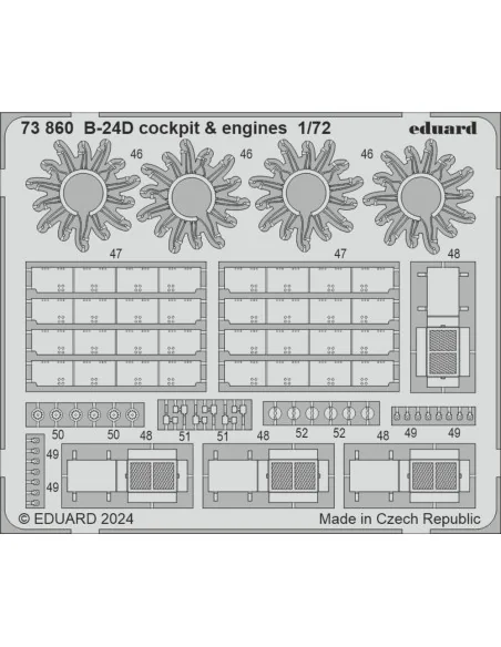 B-24D cockpit & engines for Airfix, 1/72 - Eduard Accessories 73860