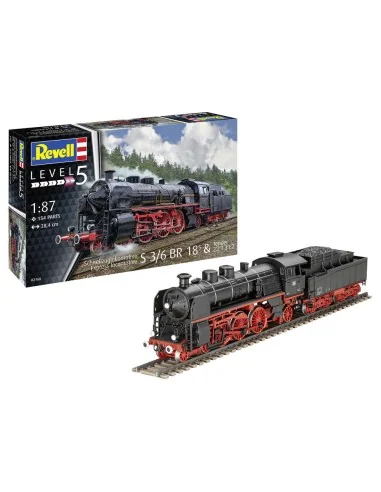 Schnellzuglokomotive S3/6 BR18(5) mit Tender 2‘2’T, 1/87 - Revell 0...