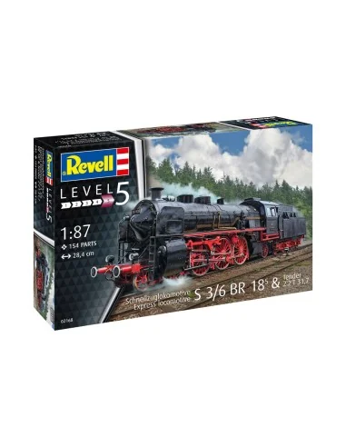 Schnellzuglokomotive S3/6 BR18(5) mit Tender 2‘2’T, 1/87 - Revell 0...