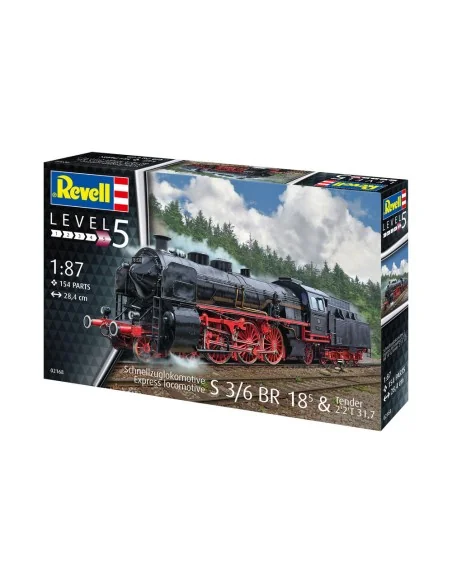 Schnellzuglokomotive S3/6 BR18(5) mit Tender 2‘2’T, 1/87 - Revell 0...