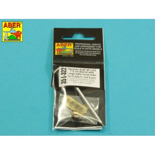 Germ.75mm barrel for KwK40L/43 with single baffle muzzle brake for ...