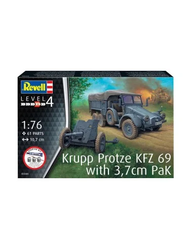 Starter Kit Krupp Protze KFZ 69 with 3, 7cm Pak, 1/76 - Revell 73344