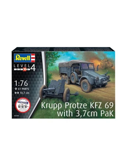 Starter Kit Krupp Protze KFZ 69 with 3, 7cm Pak, 1/76 - Revell 73344