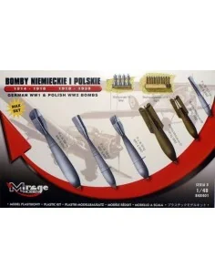 German WWI & Polish WWII Bombs Max Set, 1/48 - Mirage Hobby 848401