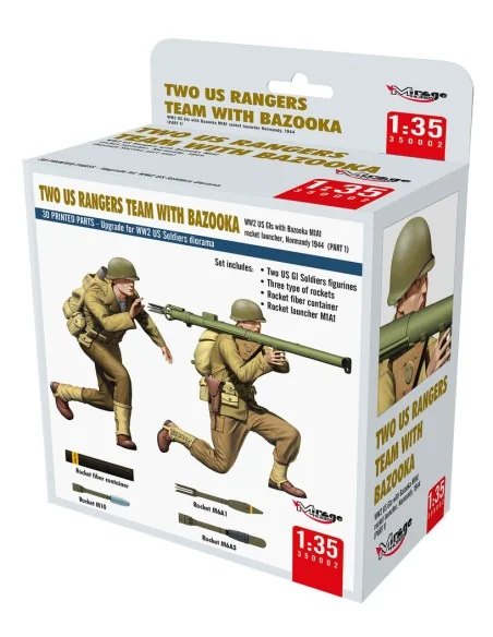 TWO US RANGERS TEAM WITH BAZOOKA, 1/35 - Mirage Hobby 350002