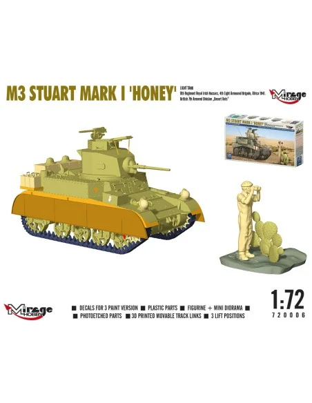M3 STUART Mk I ´HONEY´ light tank, 1/72 - Mirage Hobby 720006