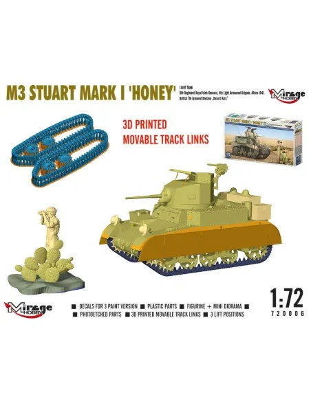 M3 STUART Mk I ´HONEY´ light tank, 1/72 - Mirage Hobby 720006