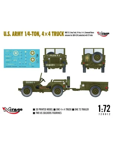 U.S. ARMY 1?4?TON, 4×4 TRUCK, 1/72 - Mirage Hobby 720012
