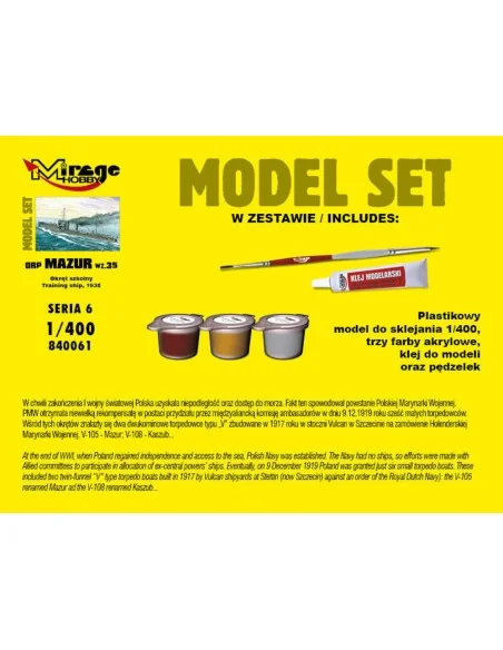 ORP"MAZUR"1935(Training Ship)(Model Set), 1/400 - Mirage Hobby 840061
