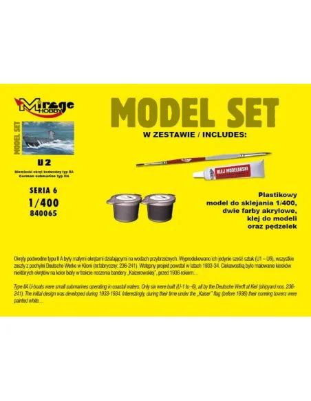 U2(German Submarine WWII typeIIA(ModelSe, 1/400 - Mirage Hobby 840065