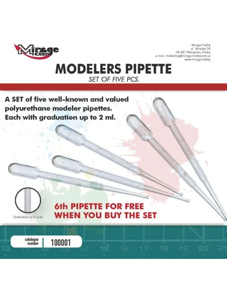 MIRAGE MODELLERS PIPETTES (5 pcs + 1 free pc. / each 2 ml) - Mirage...