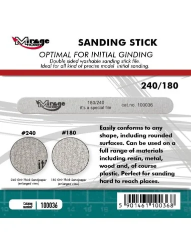 MIRAGE Sanding Stick Double Grid 180/240 - Mirage Hobby 100036