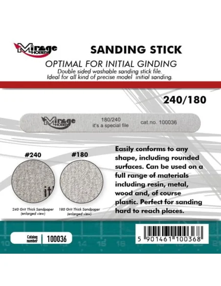MIRAGE Sanding Stick Double Grid 180/240 - Mirage Hobby 100036