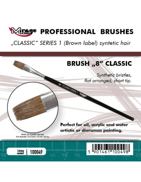MIRAGE BRUSH FLAT HIGH QUALITY CLASSIC SERIES 1 size 8 - Mirage Hob...