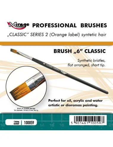 MIRAGE BRUSH FLAT HIGH QUALITY CLASSIC SERIES 2 size 6 - Mirage Hob...